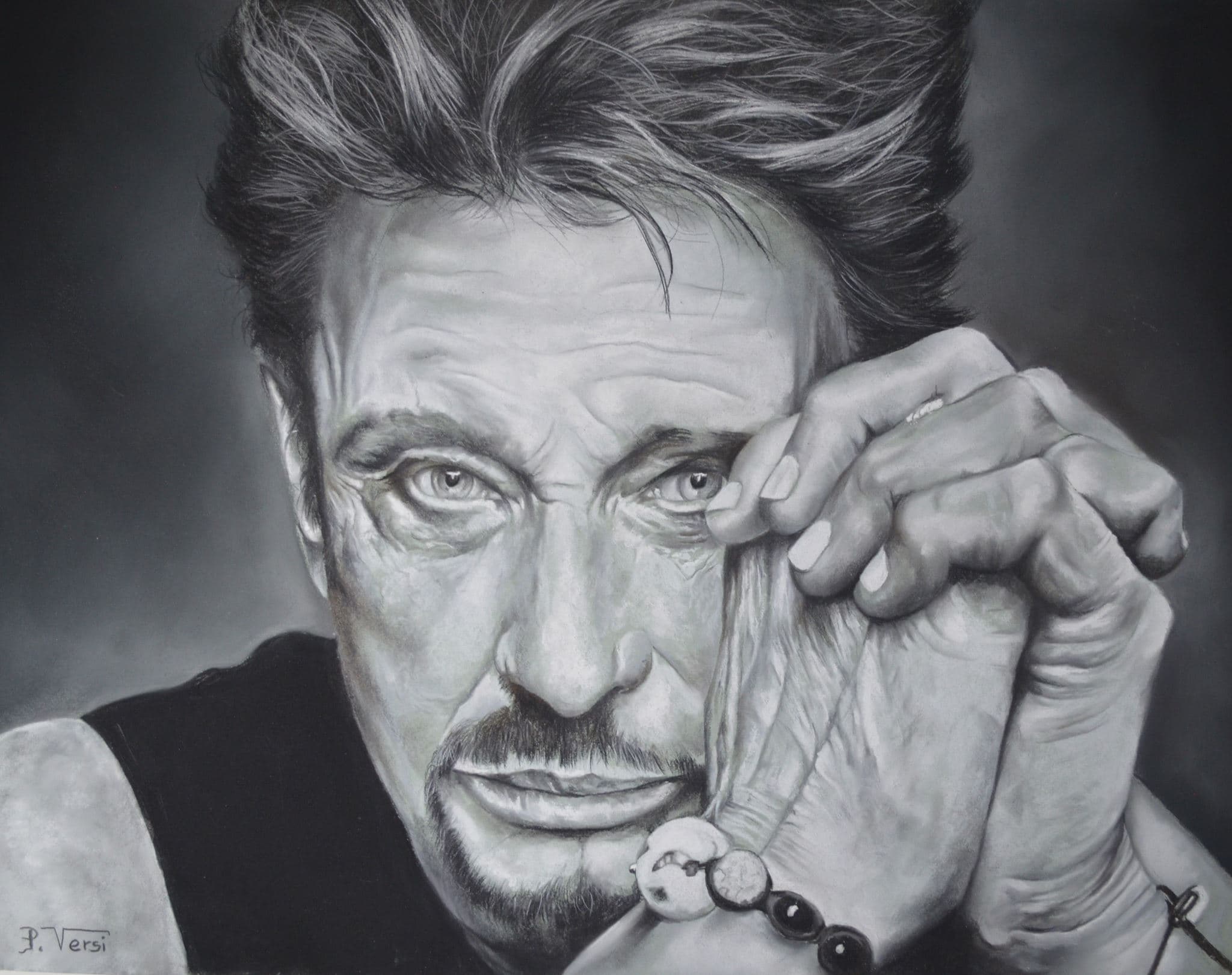 Portrait original au pastel - Hallyday