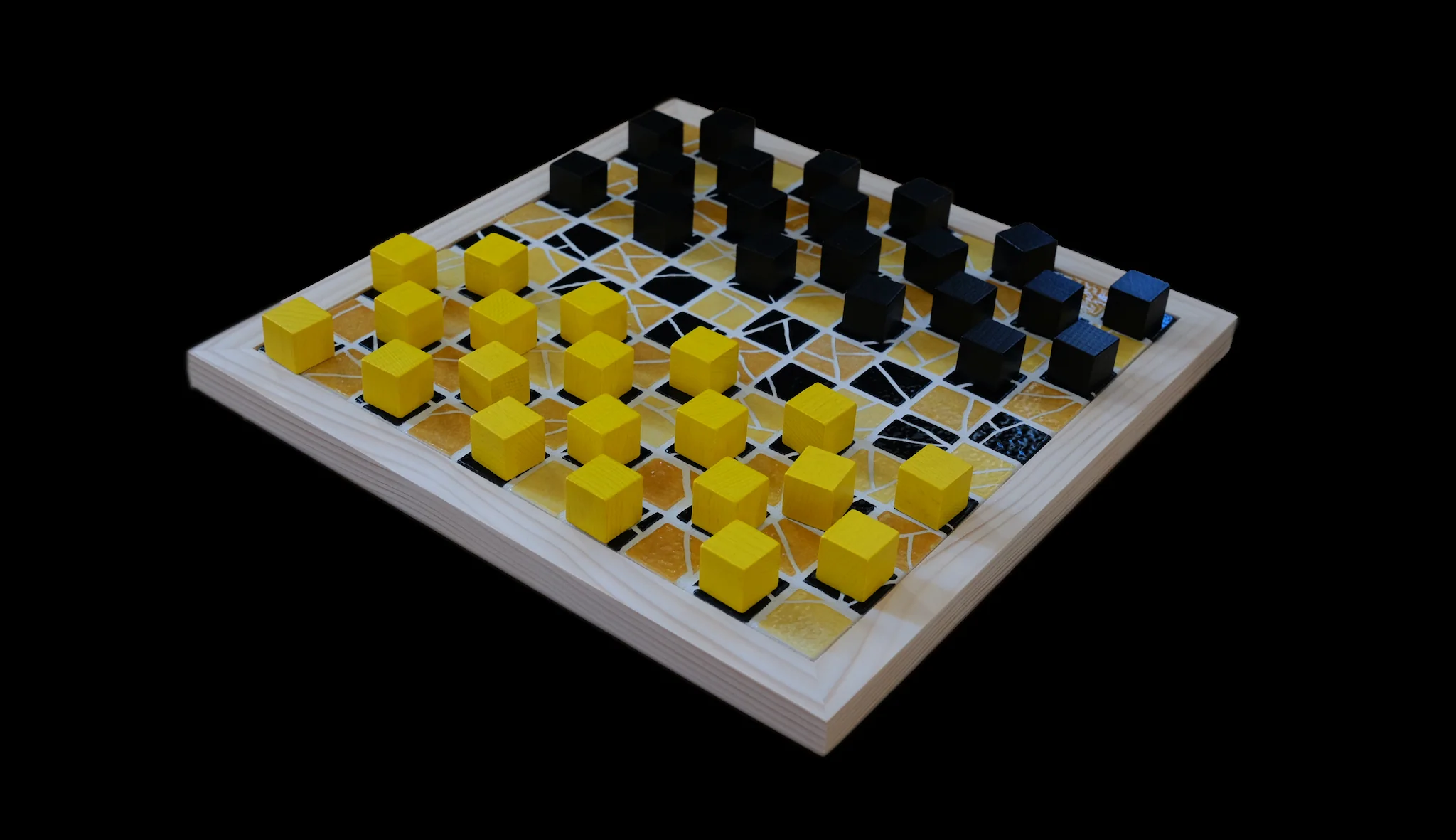 Jeu de dames jaune et noir